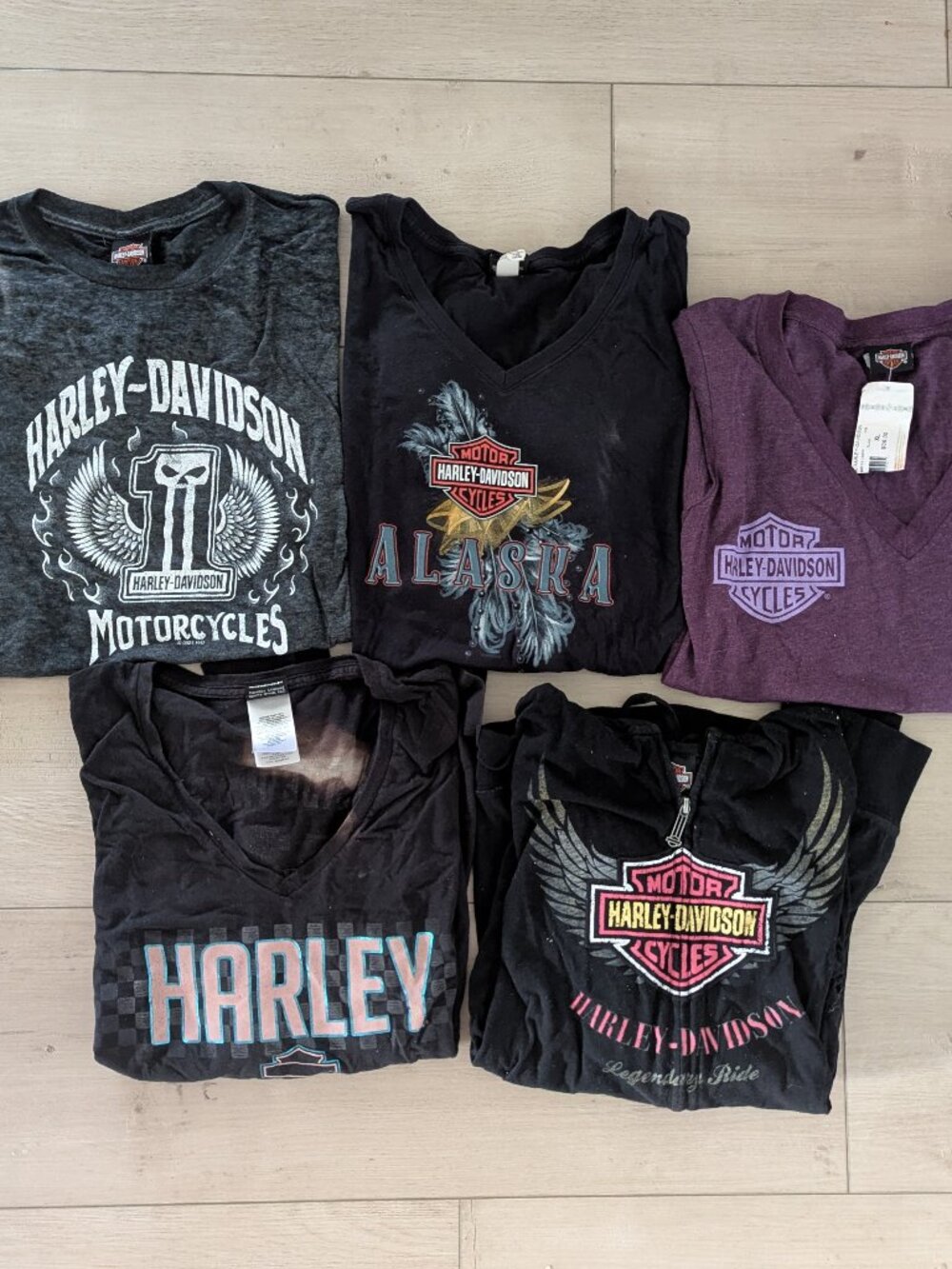 Lot of 5 Harley Davidson Women's Motorcycle T-Shirts/Hoodie Size XL Hoodie